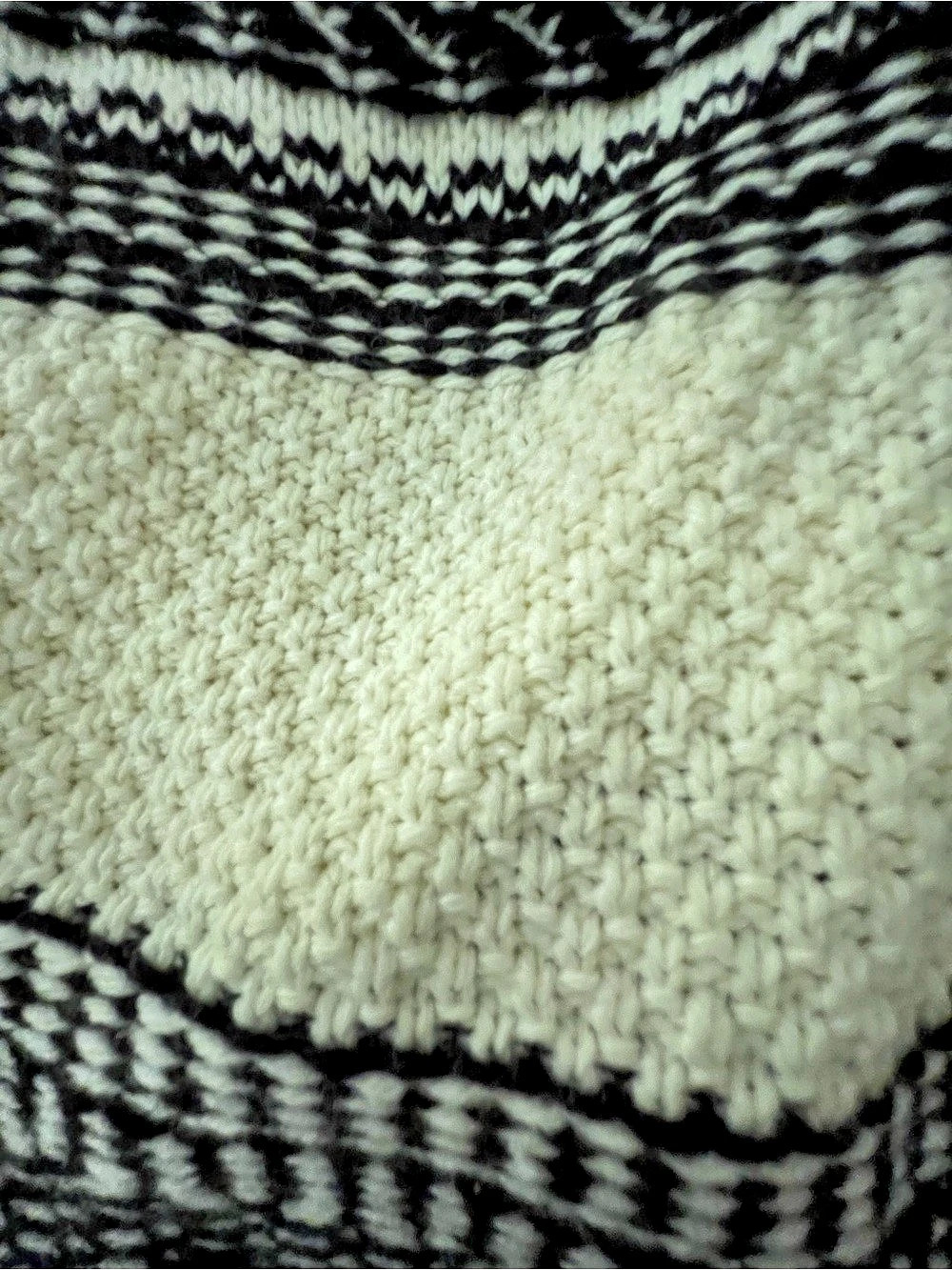 Lucky Brand Chunky Knit Long Cardigan Black Cream Size Large - Picture 5 of 12